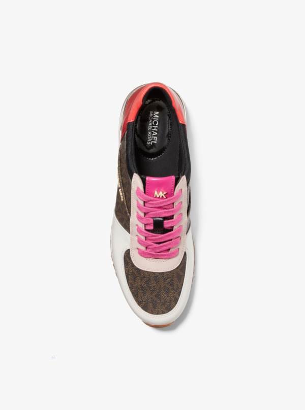 Damske Tenisky Michael Kors Allie Extreme Color-Block Leather and Logo Hnede Viacfarebný - Topanky Michael Kors Slevy | CLROF-3859